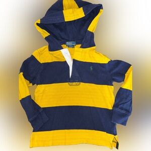 Polo by Ralph Lauren Kids Retro Rugby Hoodie in Yellow and Navy Stripes